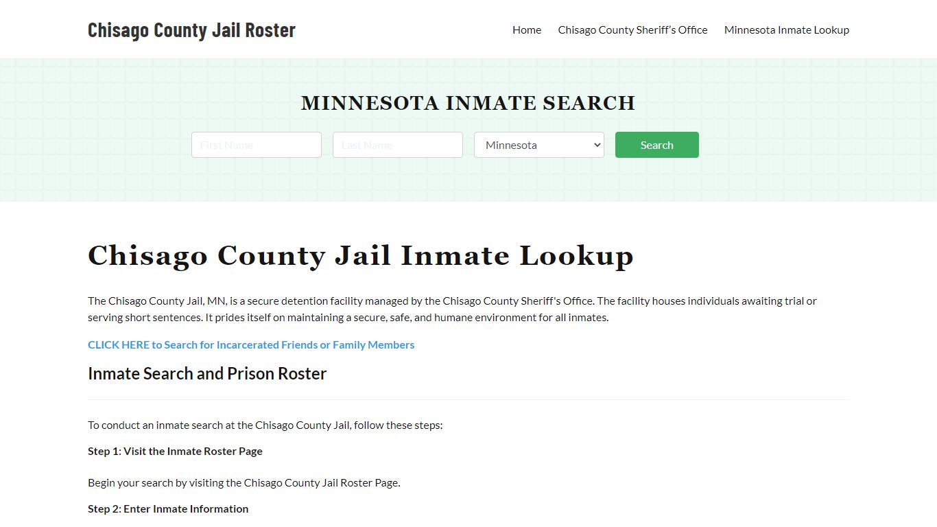 Chisago County Jail Roster Lookup, MN, Inmate Search